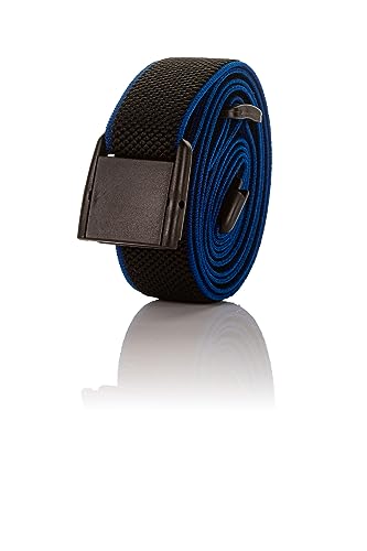 Olata Elastischer Gürtel mit Clipverschluss – Unisex Gürtel mit Plastikschnalle. Schwarz/Königsblau von Olata