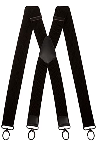 Olata Extra Breite Herren Hosenträger X-Form in Schwarz mit Farbigem Leder und Karabinerhaken – 4 cm. Schwarz Olata Extra Breite Herren Hosenträger X-Form in Schwarz mit Farbigem Leder und Karabinerhaken – 4 cm. Schwarz von Olata