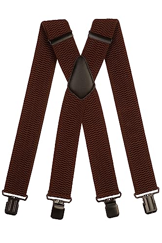 Olata Extra Breite Hosenträger für Herren – 5 cm breit, Robust und Verstellbar mit Stabilen Clips, Ideal für Arbeit und Elegante Outfits. Braun (Schwarz Clips) von Olata
