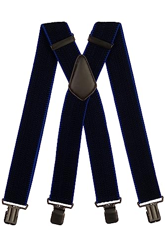 Olata Extra Breite Hosenträger für Herren – 5 cm breit, Robust und Verstellbar mit Stabilen Clips, Ideal für Arbeit und Elegante Outfits. Schwarz/Königsblau (Schwarz Clips) von Olata