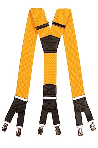Olata 6 Clip Herren Hosenträger/extra breite Y-Hosenträger – 5 cm. Gelb von Olata