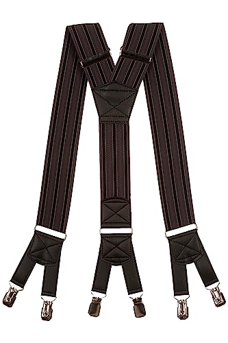 Olata extra breite Herren Hosenträger/Heavy Duty Y-Hosenträger mit 6 Clips – 5 cm. Grau mit 3 Dunkelgrau Streifen von Olata