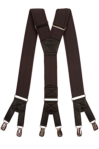 Olata extra breite Herren Hosenträger/Heavy Duty Y-Hosenträger mit 6 Clips – 5 cm. Grau mit Doppelt Schwarz Streifen Rand von Olata