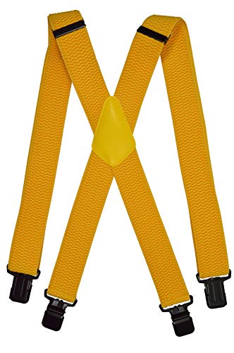 Olata Hosenträger Herren - Extra breite Träger und schwarze Metall-Clips, Hosenträger X-Form mit überkreuzten Trägern – 4 cm. Gelb von Olata
