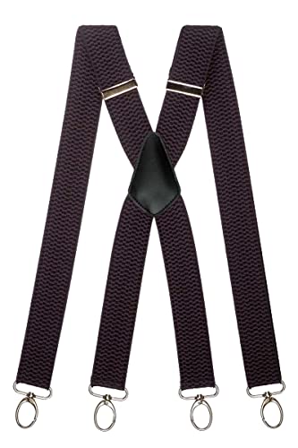 Olata Breite und Robuste X-förmige Hosenträger mit Karabinerhaken – 4 cm breit, Verstellbar, Unisex, Ideal für Arbeit und Alltag. Dunkelgrau (Silber Clips) von Olata