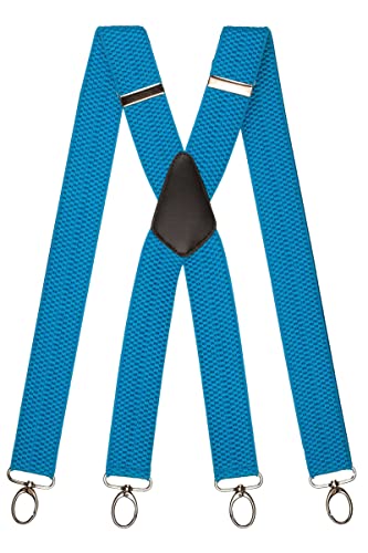 Olata Breite und Robuste X-förmige Hosenträger mit Karabinerhaken – 4 cm breit, Verstellbar, Unisex, Ideal für Arbeit und Alltag. Türkis (Silber Clips) Olata Breite und Robuste X-förmige Hosenträger mit Karabinerhaken – 4 cm breit, Verstellbar, Unisex, Ideal für Arbeit und Alltag. Türkis (Silber Clips) von Olata