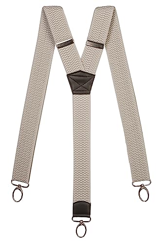 Olata Y Hosenträger mit Karabinerhaken – Frauen- und Herren Hosenträger – 4 cm. Hellgrau von Olata