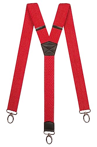 Olata Y Hosenträger mit Karabinerhaken – Frauen- und Herren Hosenträger – 4 cm. Rot von Olata