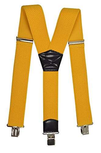Olata Heavy Duty Herren-Hosenträger Y Form mit extra breiten Trägern – 5 cm. Gelb von Olata