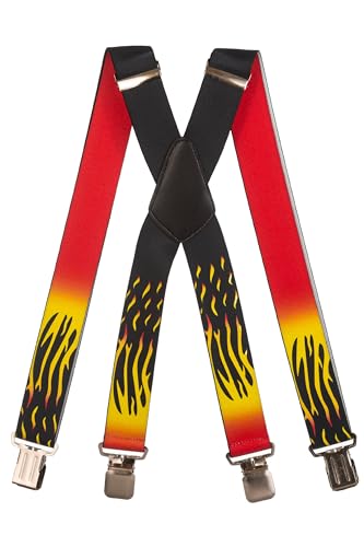 Olata Heavy Duty Hosenträger mit Feuermuster – 4 cm. X-Form von Olata
