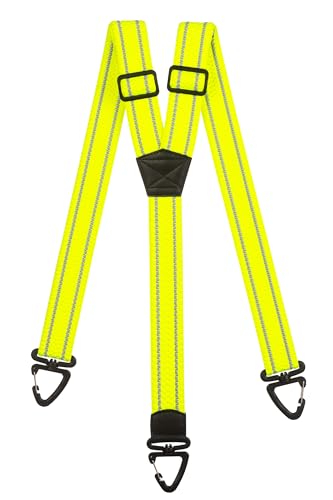 Olata Hohe Sichtbarkeit Reflektierende Hosenträger Herren mit Karabinerhaken aus Kunststoff - 4cm. Gelb (Y-Form) von Olata