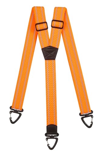 Olata Hohe Sichtbarkeit Reflektierende Hosenträger Herren mit Karabinerhaken aus Kunststoff - 4cm. Orange (Y-Form) von Olata