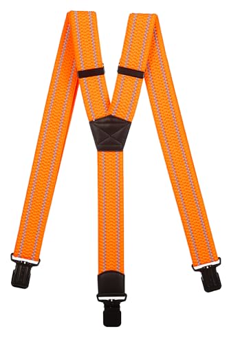 Olata Hohe Sichtbarkeit Reflektierende Hosenträger Herren mit schwarze Metall-Clips - 4cm. Orange (Y-Form) von Olata