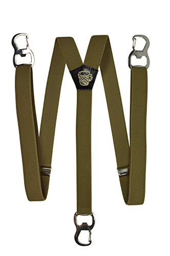 Olata Y Hosenträger/Schmale Herren Hosenträger mit Karabinerhaken und Bierflaschenöffnern – 2,5 cm. Creme von Olata