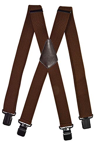 Olata Hosenträger Herren - Extra breite Träger und schwarze Metall-Clips, Hosenträger X-Form mit überkreuzten Trägern – 4 cm. Braun von Olata