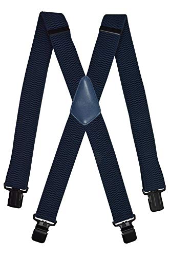 Olata Hosenträger Herren - Extra breite Träger und schwarze Metall-Clips, Hosenträger X-Form mit überkreuzten Trägern – 4 cm. Dunkelblau von Olata