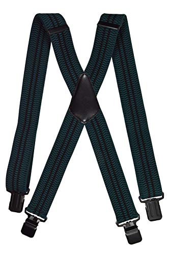 Olata Hosenträger Herren - Extra breite Träger und schwarze Metall-Clips, Hosenträger X-Form mit überkreuzten Trägern – 4 cm. Waldgrün/Schwarz (2 Streifen) von Olata