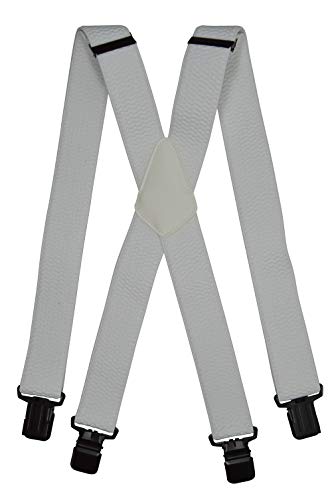 Olata Hosenträger Herren - Extra breite Träger und schwarze Metall-Clips, Hosenträger X-Form mit überkreuzten Trägern – 4 cm. Weiß von Olata