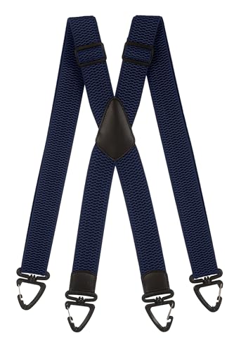 Olata Robuste X-Hosenträger mit Kunststoff-Karabinerhaken – 4 cm Breit, Verstellbar und Unisex. Dunkelblau von Olata