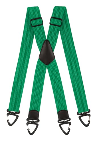 Olata Robuste X-Hosenträger mit Kunststoff-Karabinerhaken – 4 cm Breit, Verstellbar und Unisex. Grün von Olata