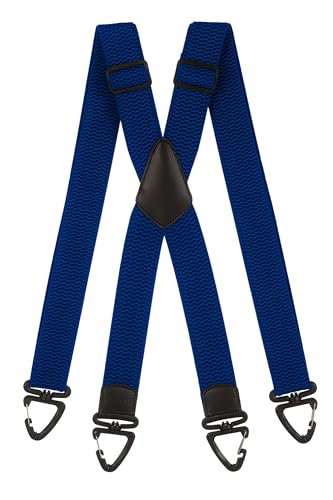 Olata Robuste X-Hosenträger mit Kunststoff-Karabinerhaken – 4 cm Breit, Verstellbar und Unisex. Königsblau von Olata