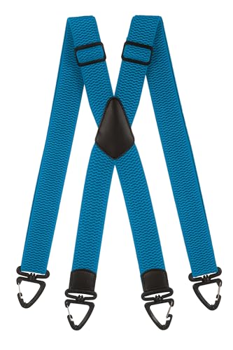 Olata Robuste X-Hosenträger mit Kunststoff-Karabinerhaken – 4 cm Breit, Verstellbar und Unisex. Türkis von Olata
