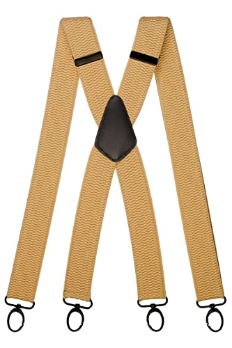 Olata Hosenträger Herren breit – Mehrzweck Hosenträger X-Form mit überkreuzten Riemen und Karabinerhaken – 4 cm. Hellcreme (Schwarz Clips) von Olata