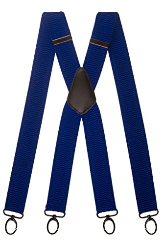 Olata Hosenträger Herren breit – Mehrzweck Hosenträger X-Form mit überkreuzten Riemen und Karabinerhaken – 4 cm. Königsblau (Schwarz Clips) von Olata