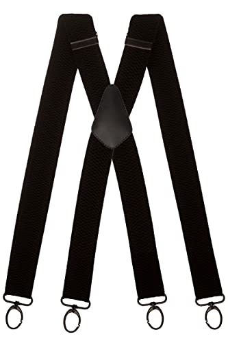 Olata Breite und Robuste X-förmige Hosenträger mit Karabinerhaken – 4 cm breit, Verstellbar, Unisex, Ideal für Arbeit und Alltag. Schwarz (Schwarz Clips) von Olata