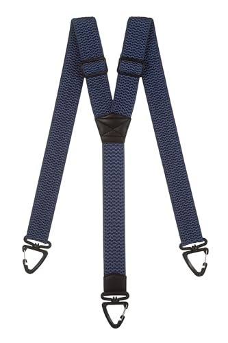 Olata Robuste Y-Hosenträger mit Kunststoff-Karabinerhaken – 4 cm Breit, Elastisch, Ideal für Arbeit und Outdoor-Aktivitäten. Blau von Olata