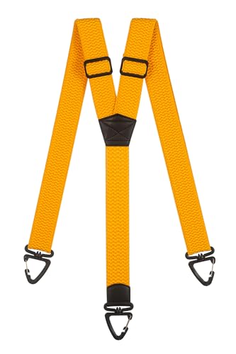 Olata Robuste Y-Hosenträger mit Kunststoff-Karabinerhaken – 4 cm Breit, Elastisch, Ideal für Arbeit und Outdoor-Aktivitäten. Gelb von Olata