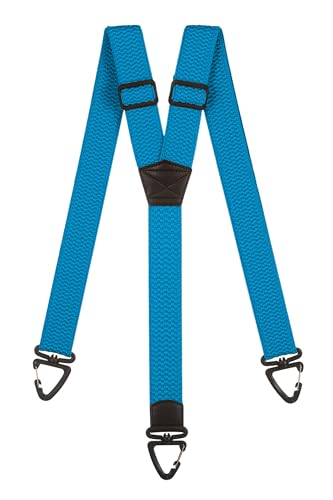 Olata Robuste Y-Hosenträger mit Kunststoff-Karabinerhaken – 4 cm Breit, Elastisch, Ideal für Arbeit und Outdoor-Aktivitäten. Türkis von Olata