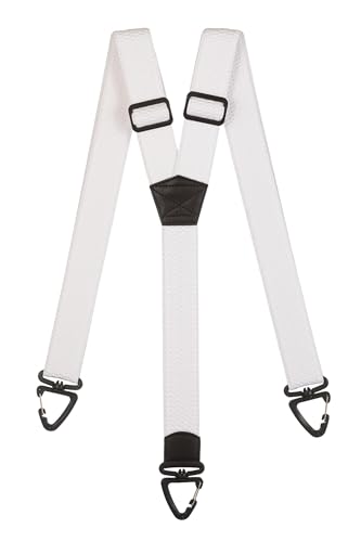 Olata Robuste Y-Hosenträger mit Kunststoff-Karabinerhaken – 4 cm Breit, Elastisch, Ideal für Arbeit und Outdoor-Aktivitäten. Weiß von Olata