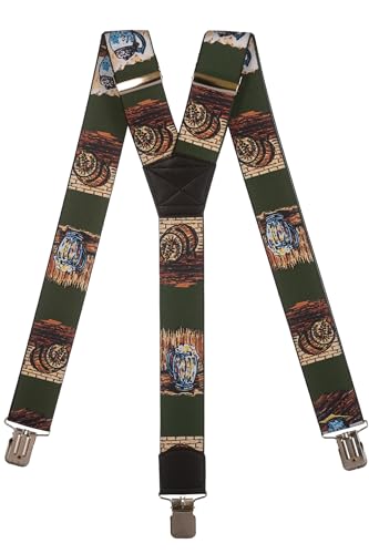 Olata Hosenträger extra starken mit 3 Clips Y-Form, Gedruckt Design - 4cm. Bier-Fass von Olata