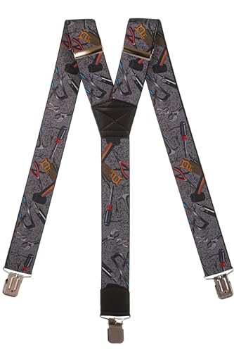 Olata Hosenträger extra starken mit 3 Clips Y-Form, Gedruckt Design - 4cm. DIY (Grau) von Olata