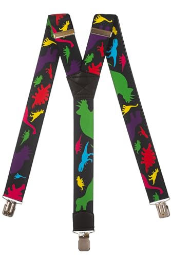 Olata Hosenträger extra starken mit 3 Clips Y-Form, Gedruckt Design - 4cm. Dinosaurier von Olata