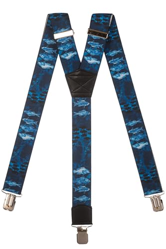 Olata Hosenträger extra starken mit 3 Clips Y-Form, Gedruckt Design - 4cm. Fisch D von Olata