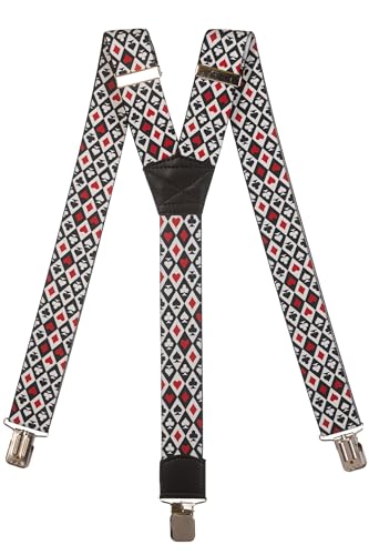Olata Hosenträger extra starken mit 3 Clips Y-Form, Gedruckt Design - 4cm. Kartenanzüge von Olata