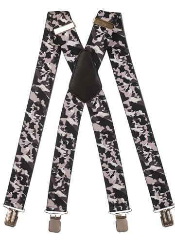 Olata Hosenträger extra starken mit 4 Clips X-Form, Gedruckt Design - 4cm. Camoflauge A von Olata