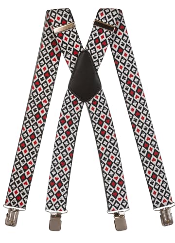 Olata Hosenträger extra starken mit 4 Clips X-Form, Gedruckt Design - 4cm. Kartenanzüge von Olata