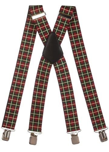 Olata Hosenträger extra starken mit 4 Clips X-Form, Gedruckt Design - 4cm. Tartan von Olata