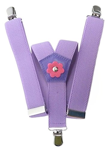 Olata Kinder Hosenträger Y Form/Elastische Clip-on Hosenträger mit Blumendesign (1-5 Jahre) – 2,5 cm. Fliede von Olata