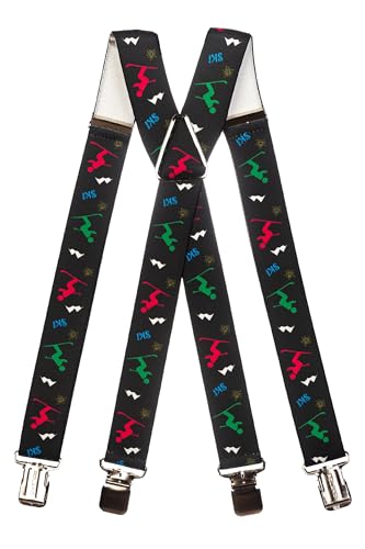 Olata Hosenträger für Skihosen | x- und y-förmige Hosenträger (Blau/Rosa) – 4 cm. Erwachsene. X-Form (Kreuzstück Verstellbar) von Olata