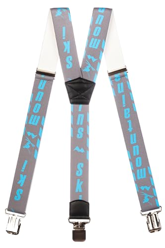 Olata Hosenträger für Skihosen | x- und y-förmige Hosenträger (Grau/Blau) – 4 cm. Erwachsene. Y-Form von Olata
