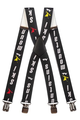 Olata Hosenträger für Skihosen | x- und y-förmige Hosenträger (Schwarz/Grau) – 4 cm. Erwachsene. X-Form von Olata