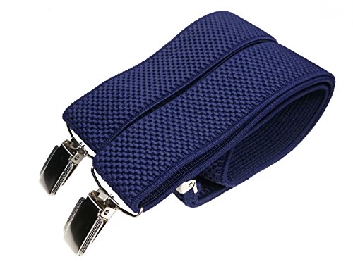 Olata Hosenträger mit 3 Clips für Herren/Damen - 3.5cm. Marineblau von Olata