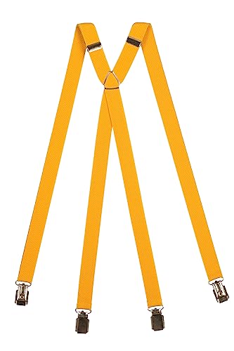 Olata Klassische X-förmige Hosenträger mit Clips – 2 cm breit. Gelb von Olata