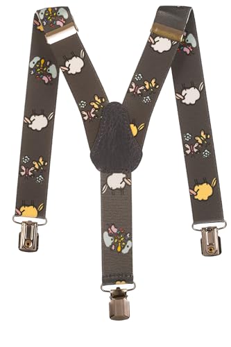 Olata Kinder 1-5 Jahre Hosenträger mit 3 Clips und Schaf Muster - Grau von Olata