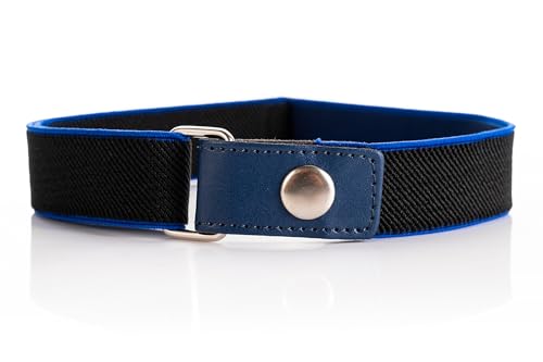 Olata Kindergürtel mit Bequemer Gummizug und Druckknopf (1-6 Jahre). Schwarz/Königsblau von Olata