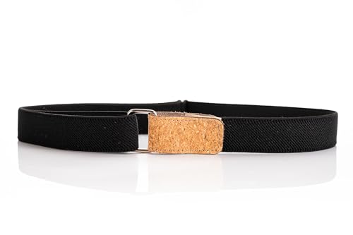 Olata Kindergürtel mit Bequemer Gummizug und verstellbarer Holzoptik Klettverschluss – Gürtel Kinder 5 bis 12 Jahre. Schwarz von Olata